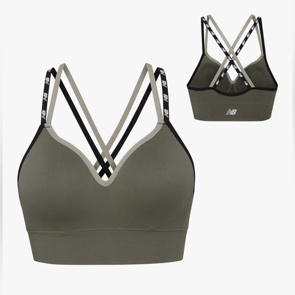New Balance Olive Green Sports Bra | Size Large - Picture 2 of 11